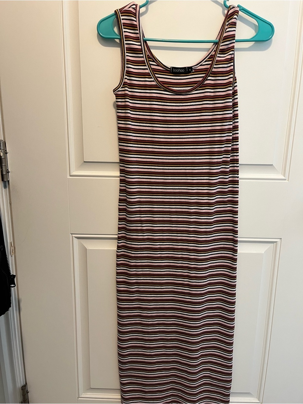 Boohoo multi colored Striped Tank Midi Dress